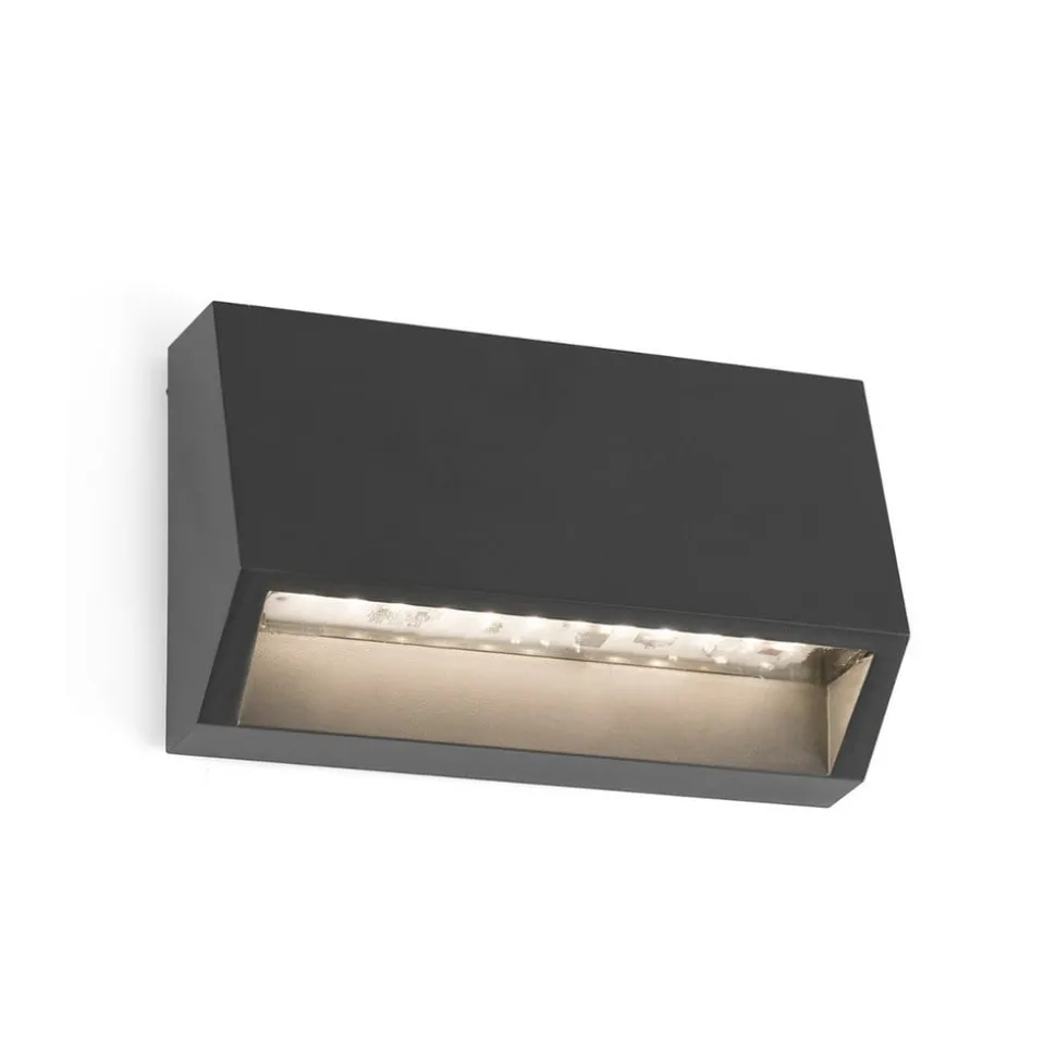 Kantet utendørs LED-vegglampe Must, bredde 9,6 cm