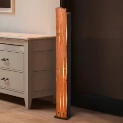 Karuni gulvlampe, tre, metall, lysebrun, svart