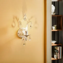 Kristallvegglampe Teresa, elfenbein, 1 lyskilde