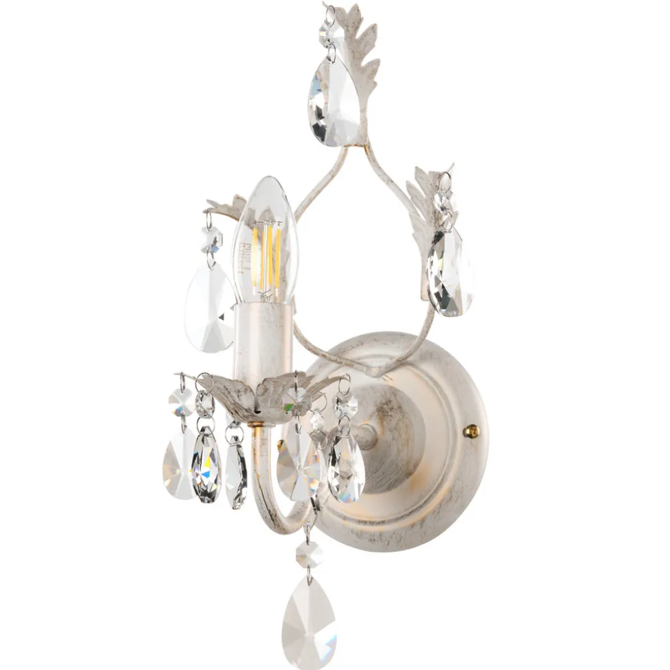 Kristallvegglampe Teresa, elfenbein, 1 lyskilde