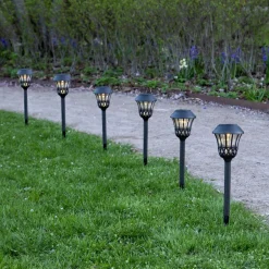 Lace LED-lampe med jordspyd, svart, høyde 31 cm, sett med 4 stk