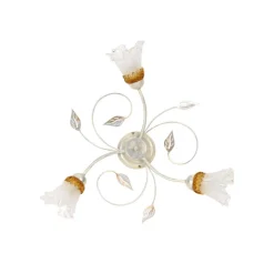 Lancia taklampe, elfenbensfarget, 3 lyskilder, jern, glass