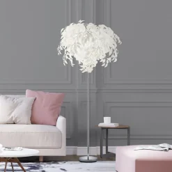 Leavy gulvlampe, høyde 180 cm, krom/hvit, metall/plast