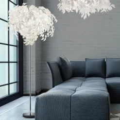 Leavy gulvlampe, høyde 180 cm, krom/hvit, metall/plast