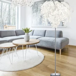 Leavy gulvlampe, høyde 180 cm, krom/hvit, metall/plast