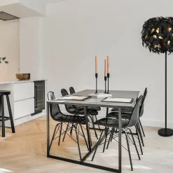 Leavy gulvlampe, svart/gull, høyde 180 cm, plast