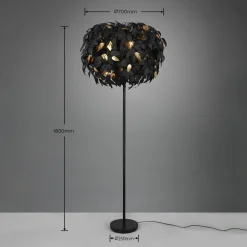 Leavy gulvlampe, svart/gull, høyde 180 cm, plast