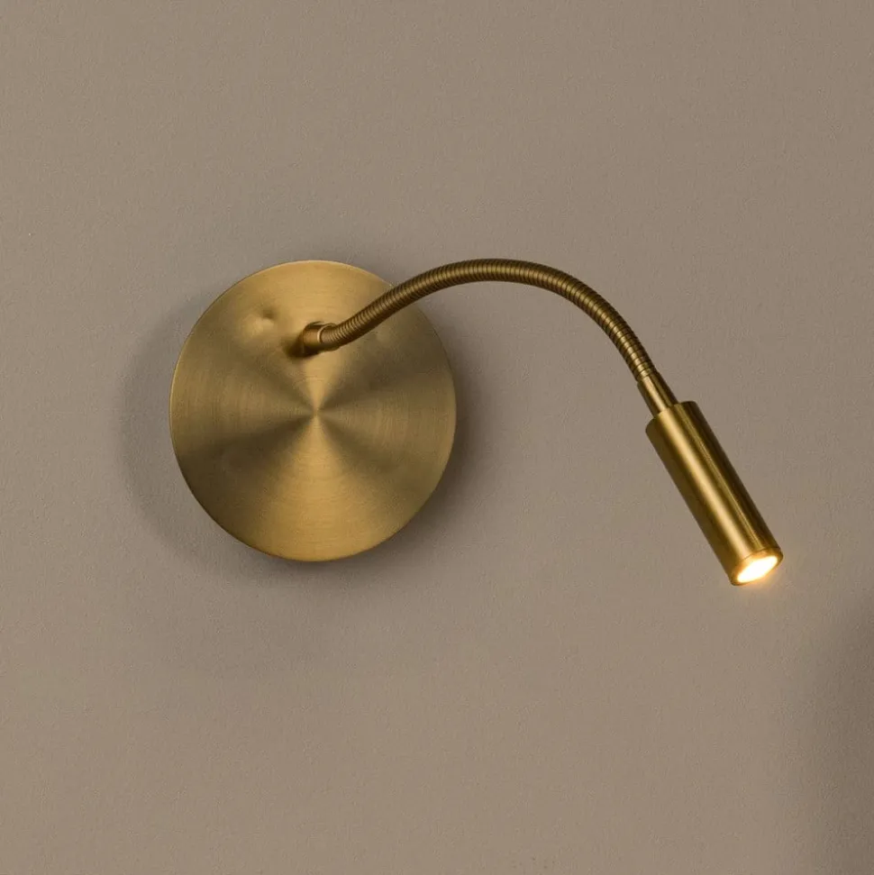 LED batteridrevet veggspot Jolijn, gull matt, fleksibel arm, Ø 11 cm, magnet