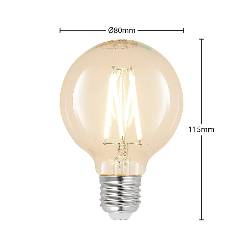 LED E27 8W G80 2 700 K filament dimbar klar 3stk