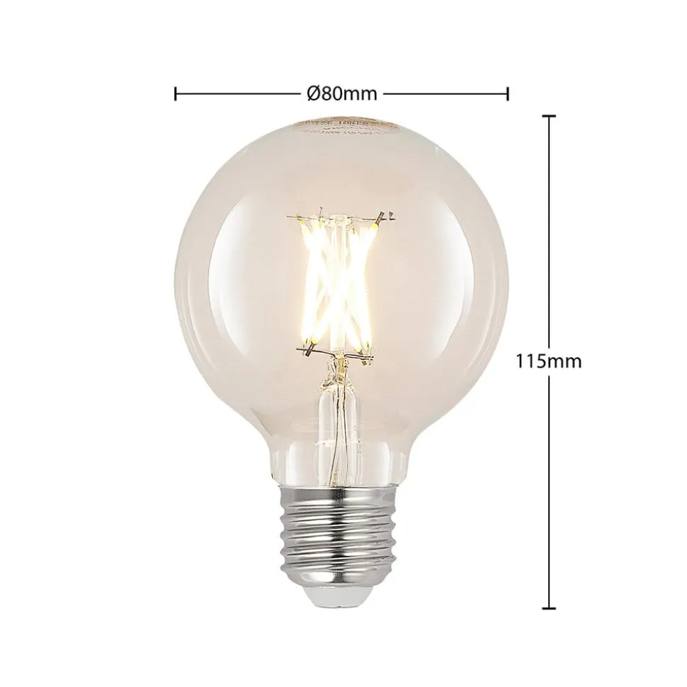 LED E27 4W G80 2 700 K filament dimbar klar 2stk