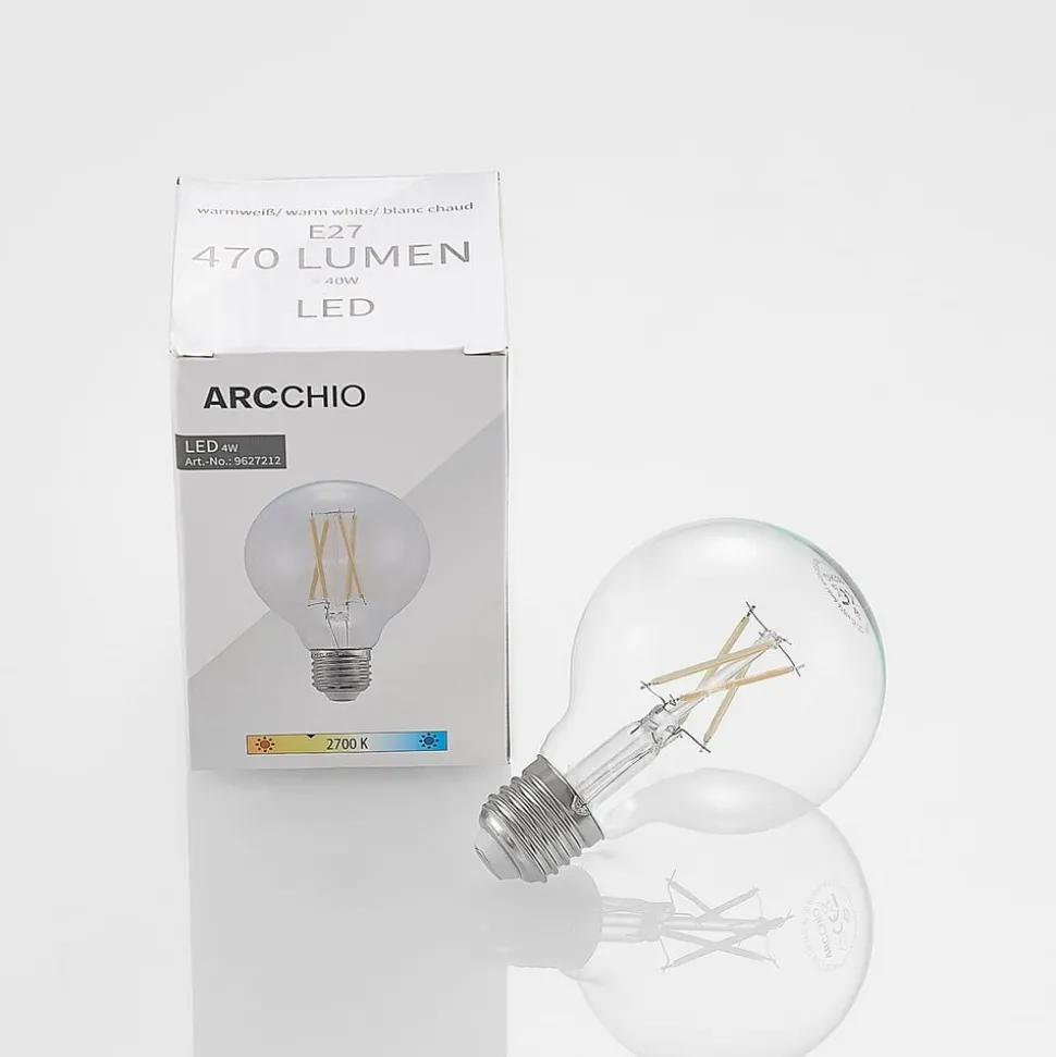 LED E27 4W G80 2 700 K filament dimbar klar 2stk