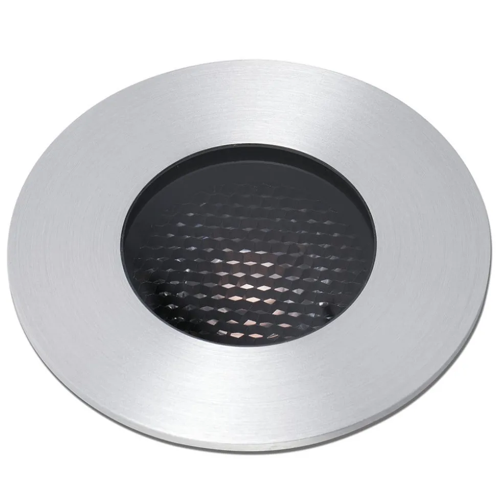 LED innfelt spot grunn, nikkelfarget, Ø 9 cm, aluminium/stål