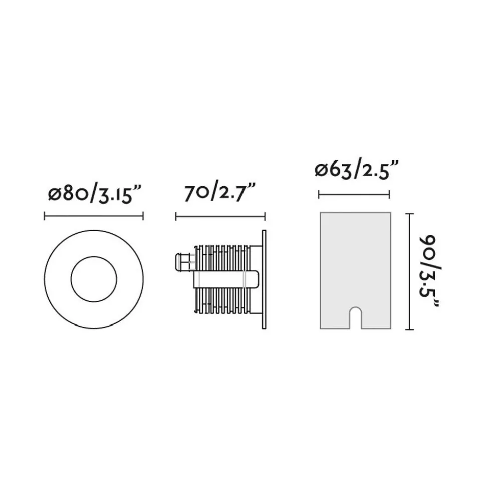 LED innfelt spot grunn, svart, Ø 8 cm, aluminium/stål