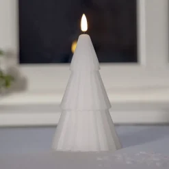 LED lys Flamme Grany, hvit, 18 cm, ekte voks, batteridrevet