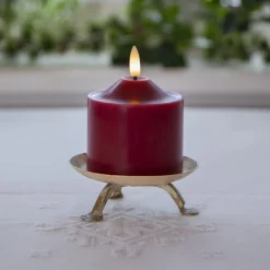 LED lysflamme, høyde 9,5 cm rød ekte voks batteridrevet