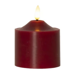 LED lysflamme, høyde 9,5 cm rød ekte voks batteridrevet