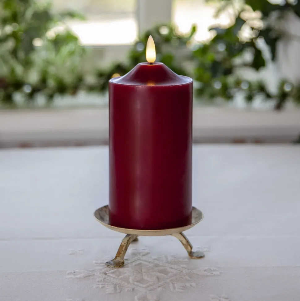 LED lysflamme, høyde 17 cm, rød ekte voks, batteridrevet