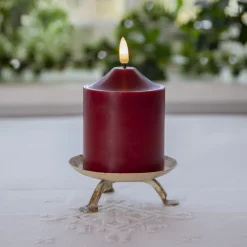 LED lysflamme, høyde 12 cm, rød ekte voks, batteridrevet