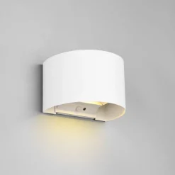 LED oppladbar utendørs vegglampe Talent, hvit, bredde 16 cm, sensor