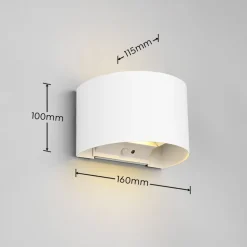 LED oppladbar utendørs vegglampe Talent, hvit, bredde 16 cm, sensor