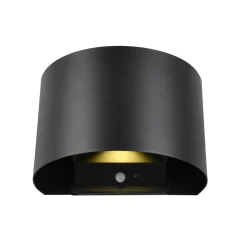 LED oppladbar utendørs vegglampe Talent, svart, bredde 16 cm Sensor