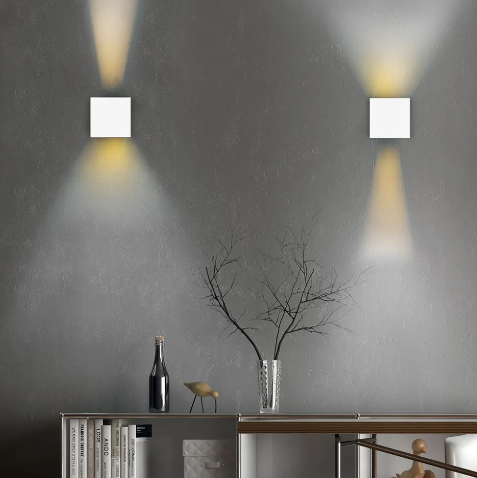 LED oppladbar utendørs vegglampe Talent, hvit, bredde 10 cm, sensor