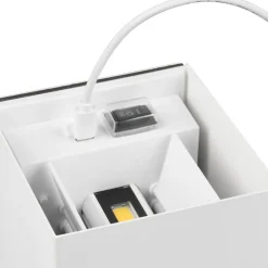 LED oppladbar utendørs vegglampe Talent, hvit, bredde 10 cm, sensor