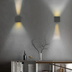 LED oppladbar utendørs vegglampe Talent, svart, bredde 10 cm Sensor