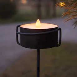 LED stearinlys Fakkelstearinlys svart metall/voks batteridrevet