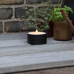 LED stearinlys Fakkelstearinlys svart metall/voks batteridrevet