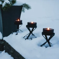 LED stearinlys Fakkelstearinlys svart metall/voks batteridrevet