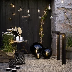 LED stearinlys Fakkelstearinlys svart metall/voks batteridrevet