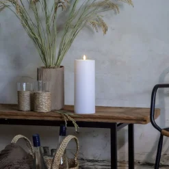 LED stearinlys Flamme Rak 27,5 cm hvit plast batteridrevet