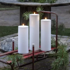 LED stearinlys Flamme Rak 27,5 cm hvit plast batteridrevet