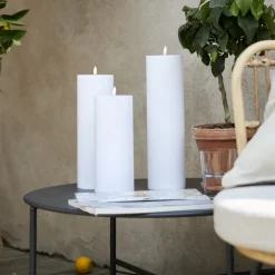 LED stearinlys Flamme Rak 27,5 cm hvit plast batteridrevet