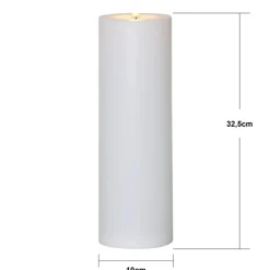 LED stearinlys Flamme Rak 32,5 cm hvit plast batteridrevet
