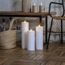 LED stearinlys Flamme Rak 32,5 cm hvit plast batteridrevet