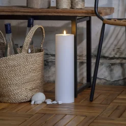 LED stearinlys Flamme Rak 37,5 cm hvit plast batteridrevet