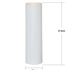 LED stearinlys Flamme Rak 37,5 cm hvit plast batteridrevet