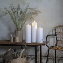 LED stearinlys Flamme Rak 37,5 cm hvit plast batteridrevet