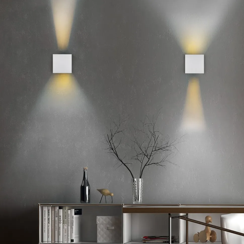 LED utendørs vegglampe Talent, titanfarget, bredde 10 cm, sensor