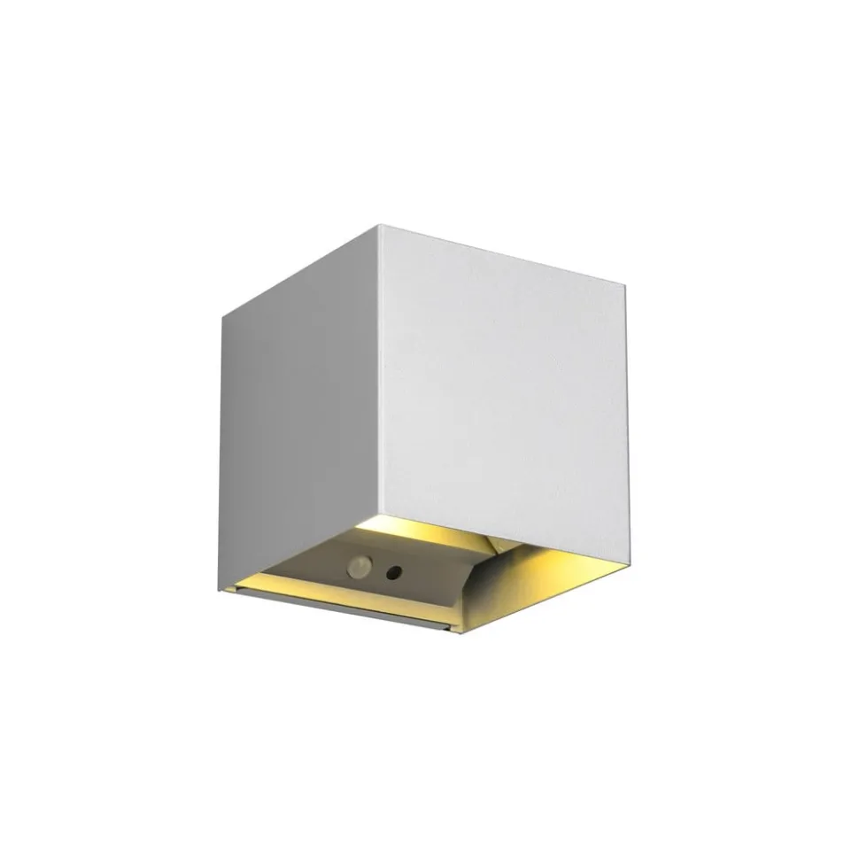 LED utendørs vegglampe Talent, titanfarget, bredde 10 cm, sensor