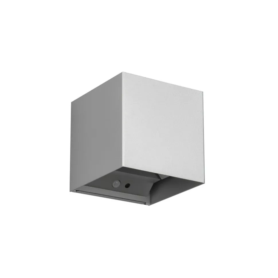 LED utendørs vegglampe Talent, titanfarget, bredde 10 cm, sensor