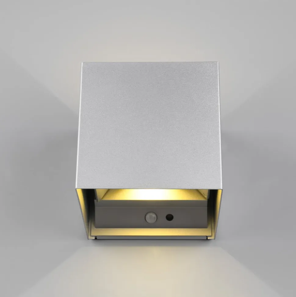 LED utendørs vegglampe Talent, titanfarget, bredde 10 cm, sensor