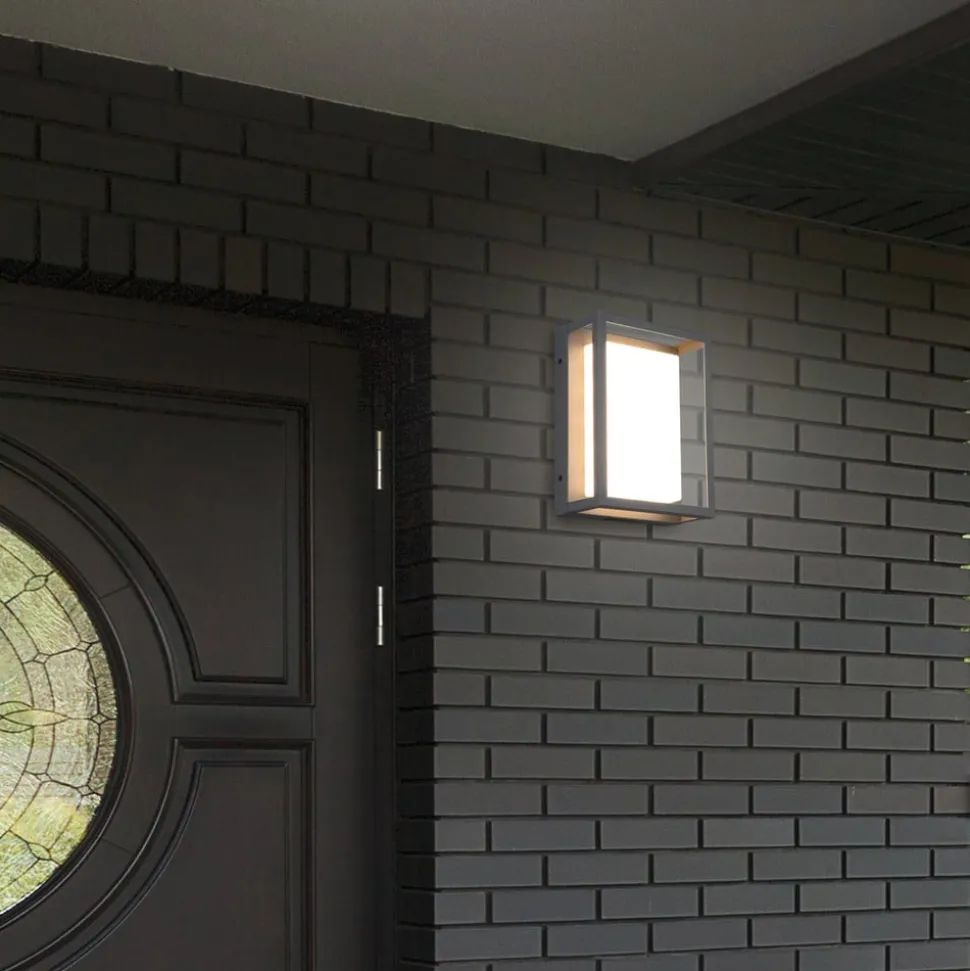 LED utendørs vegglampe Witham, IP54, CCT, antrasitt