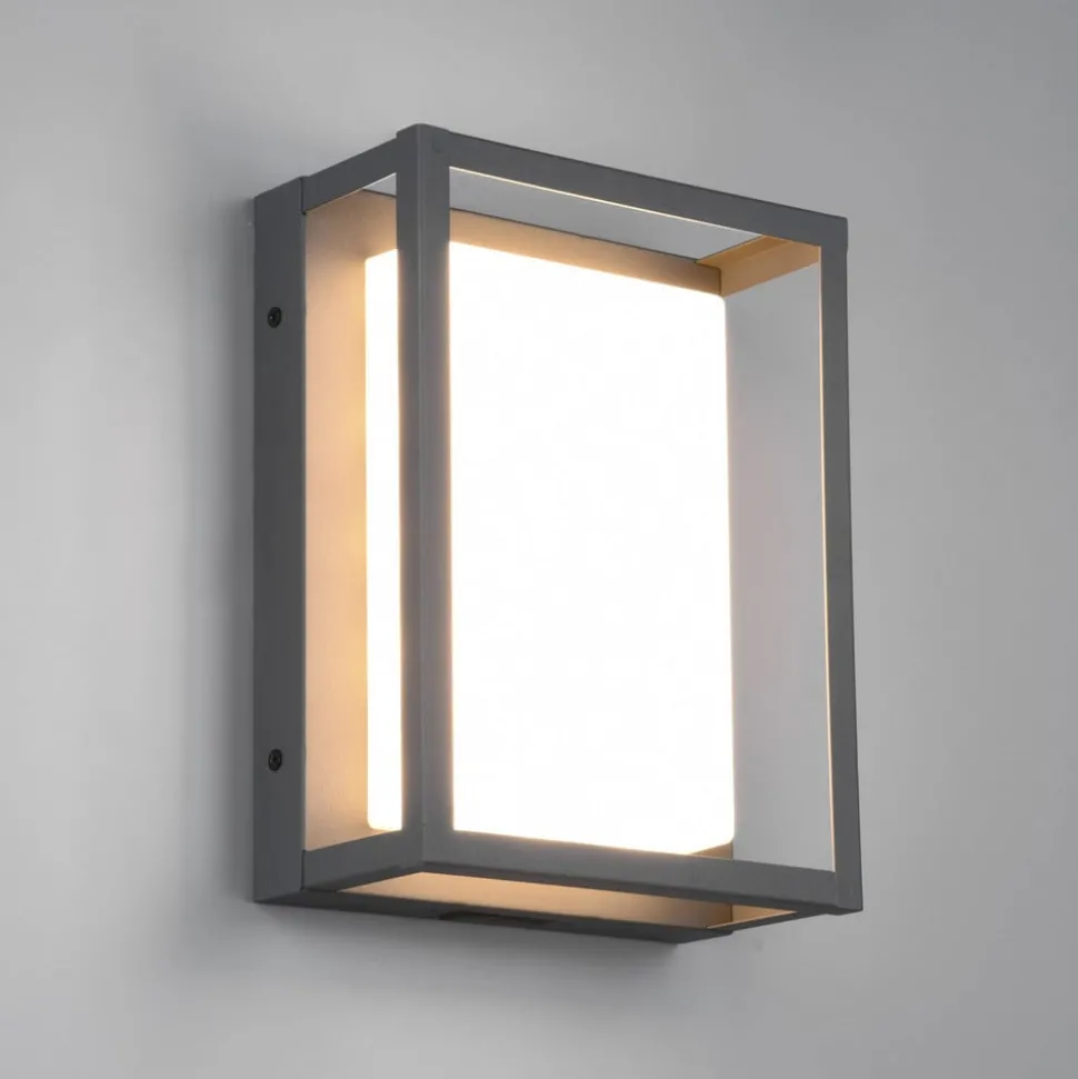 LED utendørs vegglampe Witham, IP54, CCT, antrasitt