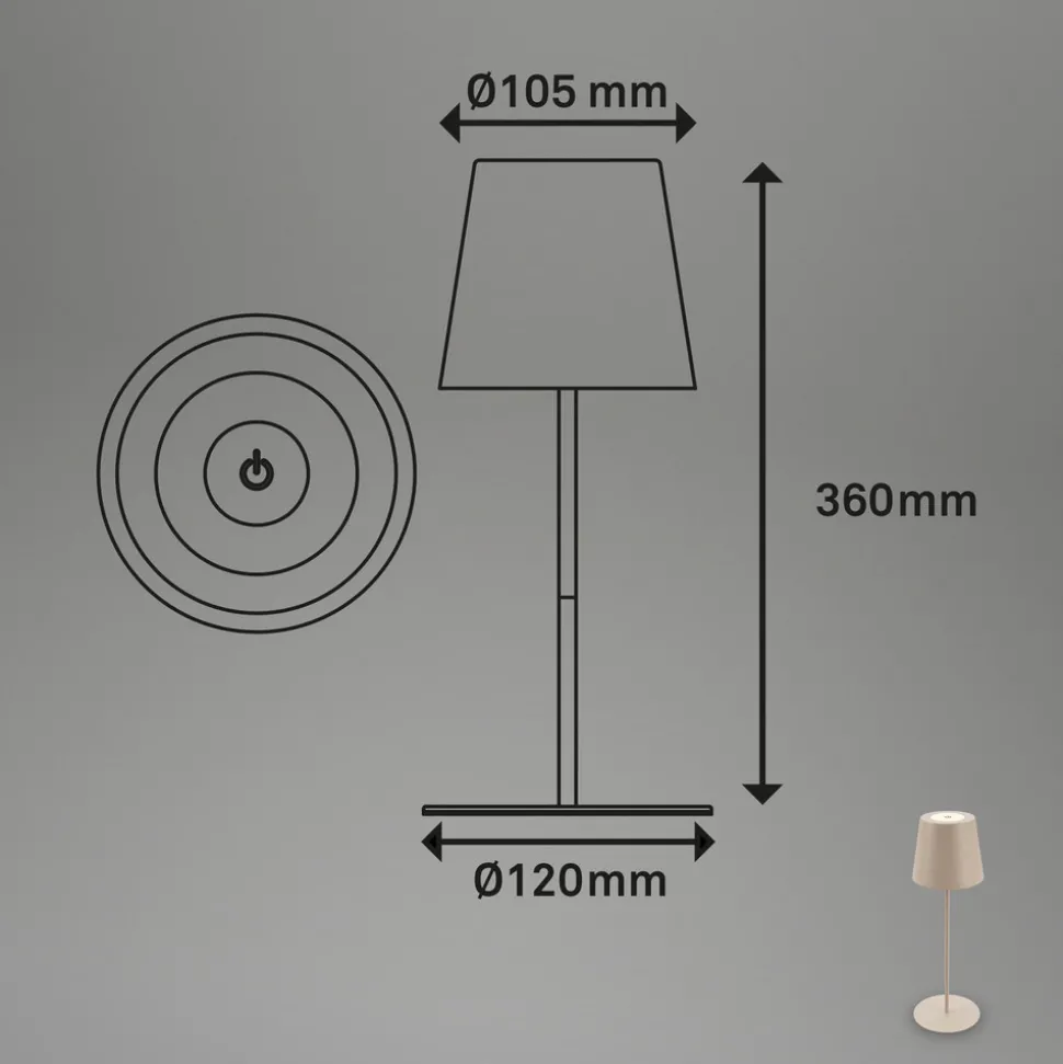 LED-bordlampe 7508011, beige, 2700 K IP44 berøringsdimmer