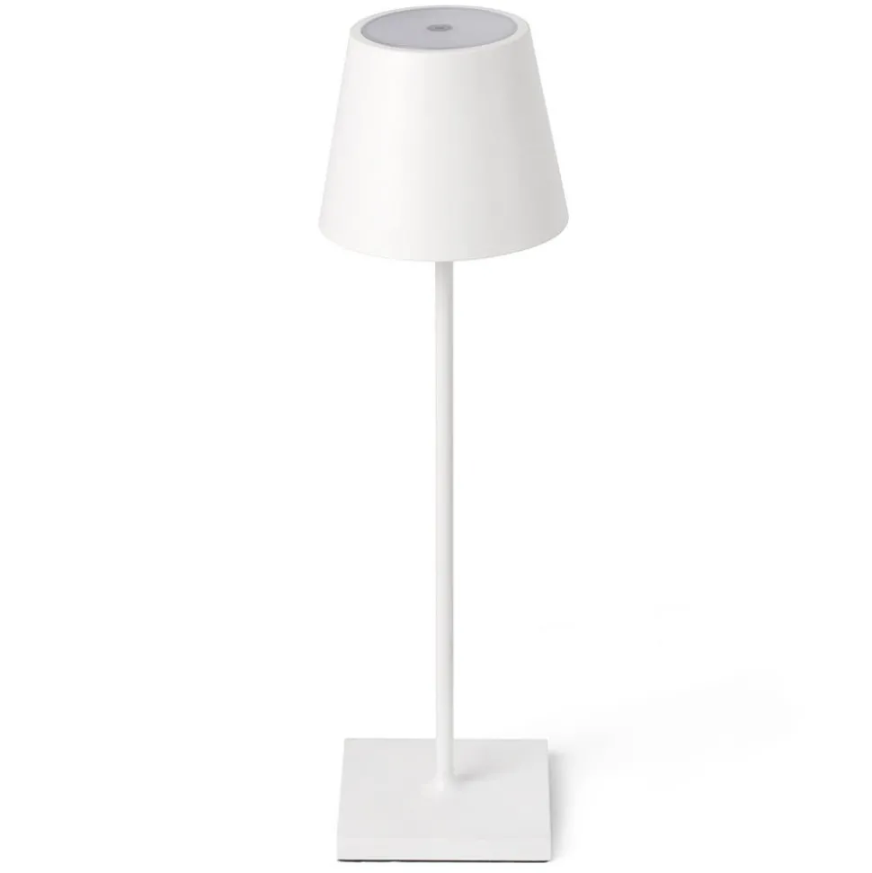 LED-bordlampe Toc med USB-lader, IP54, hvit