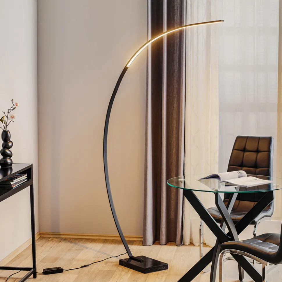 LED-bue-gulvlampe Bangkok, matt svart