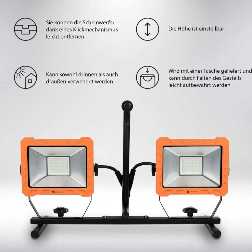 LED-byggespotlight FCL-80114 med stativ